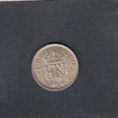 Beschrijving: 6 Pence GEORGIUS VI